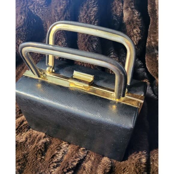 Vintage 50/ 60s PLeather Structured Hard sided Double Handled Doctor Bag - Picture 1 of 13